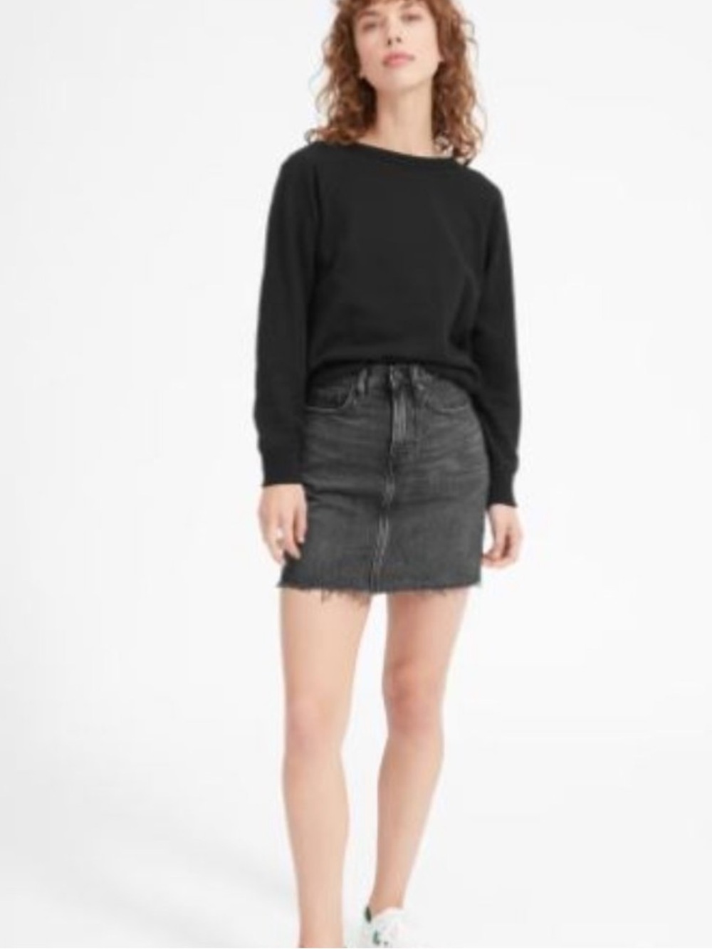 Everlane Washed Black Denim Mini Skirt - Picture 3 of 6